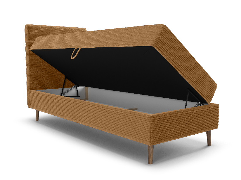 Jednostruki krevet 90 cm Napoli Bonell (karamela) (s podnicom, s prostorom za odlaganje)