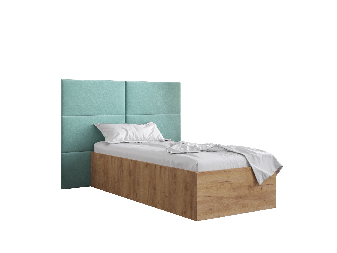Jednostruki krevet s tapeciranim uzglavljem 90 cm Brittany 2 (hrast craft zlatni + metvica) (s podnicom)