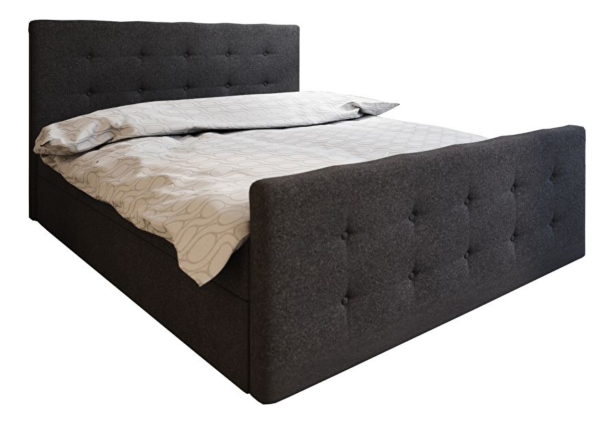 Bračni krevet Boxspring 160 cm Milagros Comfort 1 (crna) (s madracem i prostorom za odlaganje)