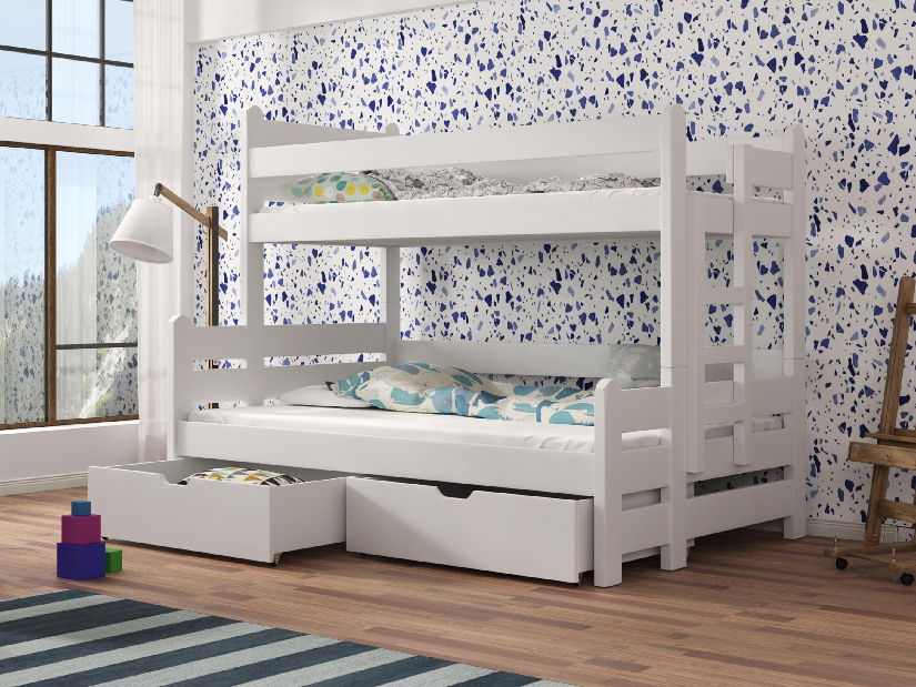 Dječji krevet na kat 90 cm Bivi (bijela) (s podnicama) *rasprodaja