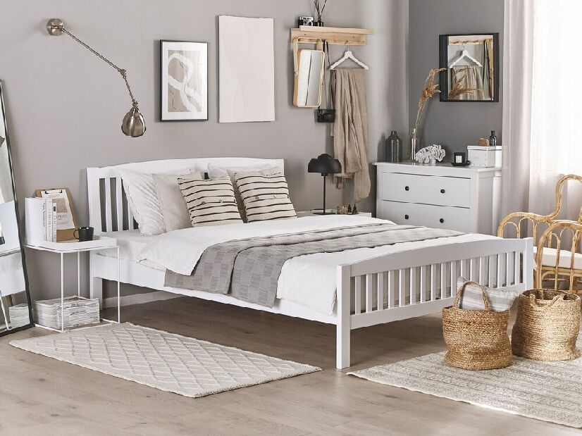 Bračni krevet 180 cm CASTLE (s podnicom) (bijela)