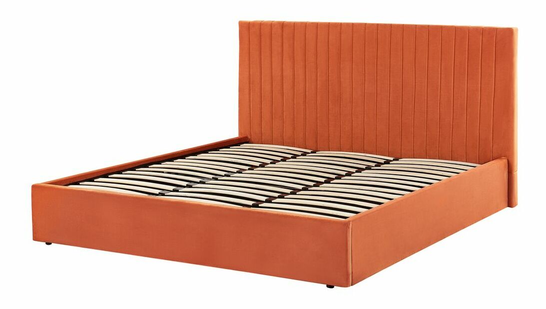 Bračni krevet 180 cm Vakarine (narančasta) (s podnicom i prostorom za odlaganje)