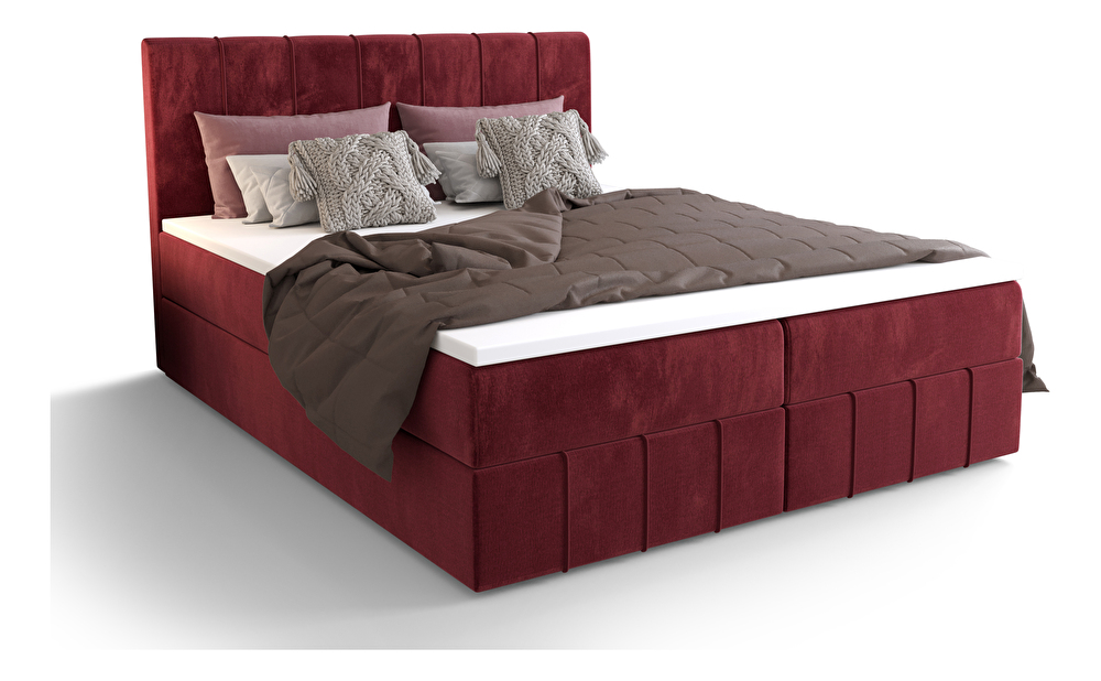 Bračni krevet Boxspring 160 cm Barack Comfort (bordo) (s madracem i prostorom za odlaganje)