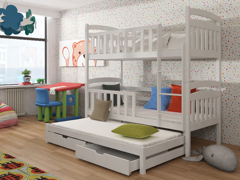 Dječji krevet 90 x 200 cm VIOLA (s podnicom i prostorom za odlaganje) (bijela)