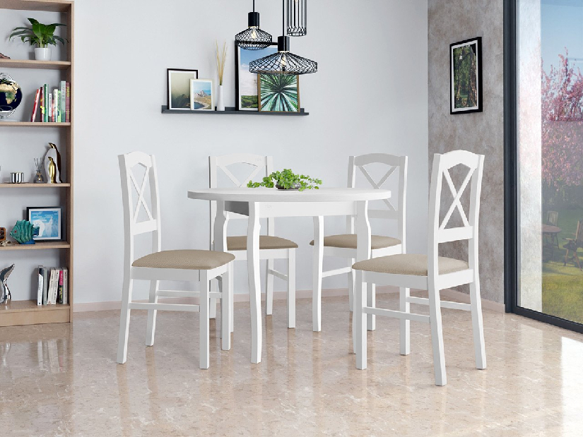 Okrugli stol sa stolicama (4 kom.) AL55 Mirjan Axel (bijela + bež)