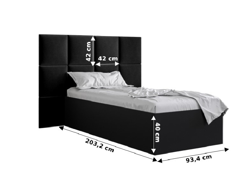 Jednostruki krevet s tapeciranim uzglavljem 90 cm Brittany 4 (bijela mat + bijela) (s podnicom)
