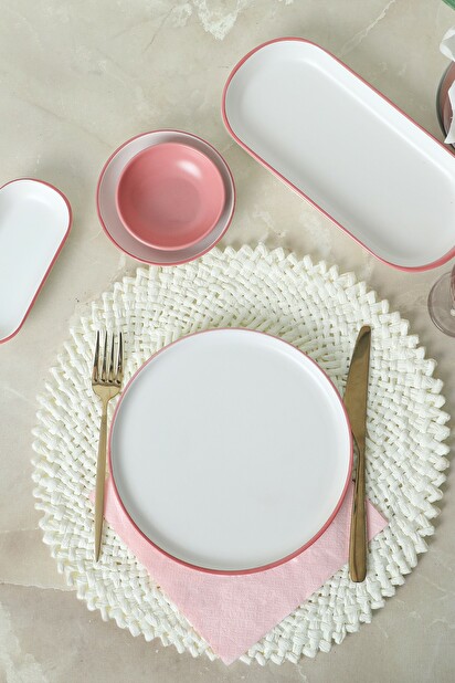 Set za doručak (18 kom.) Mono (ružičasta + bijela)