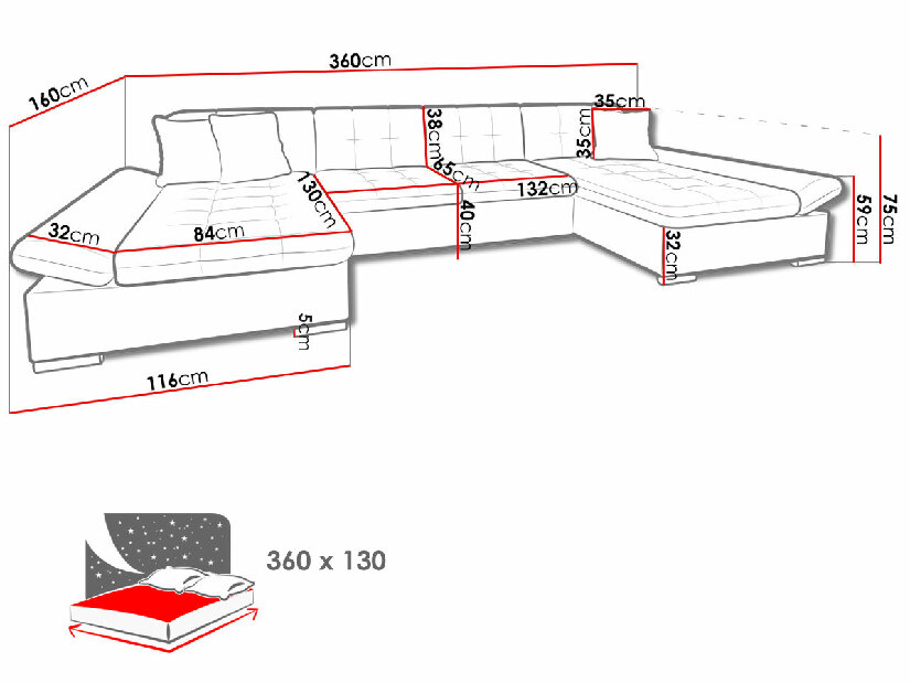 Sofa na razvlačenje Agnara (ekokoža soft 017 + lux 06 + lux 05)