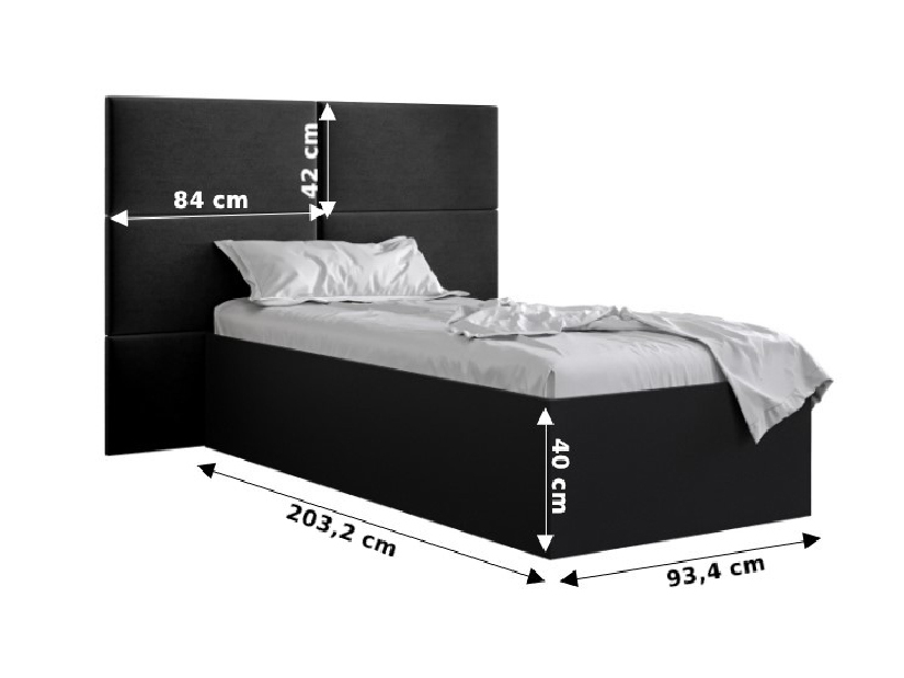 Jednostruki krevet s tapeciranim uzglavljem 90 cm Brittany 2 (bijela mat + siva) (s podnicom)