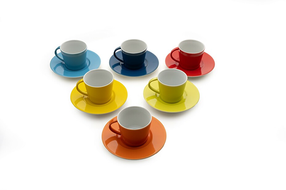 Set za kavu (12 kom.) Tikka (bijela + tamnoplava + narančasta+ crvena + žuta + zelena)