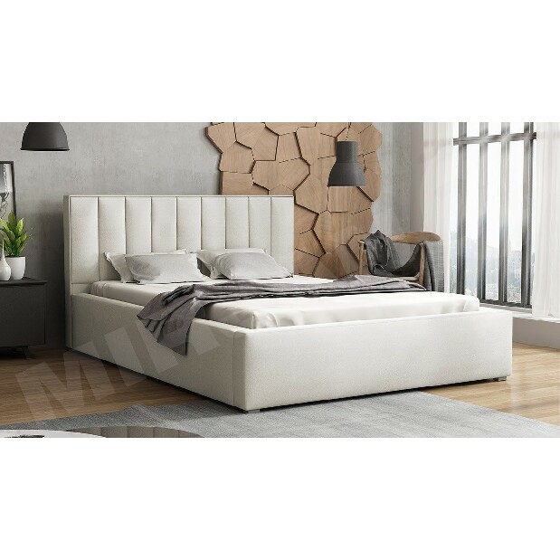 Bračni krevet 180 cm Mirjan Soldan (krem) (s podnicom i prostorom za odlaganje)