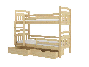 Dječji krevet na kat 200x90 cm Adriana (s podnicom i madracem) (bor)