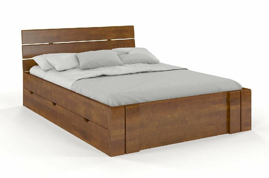Bračni krevet 160 cm Naturlig -Tosen High Drawers (bukva)