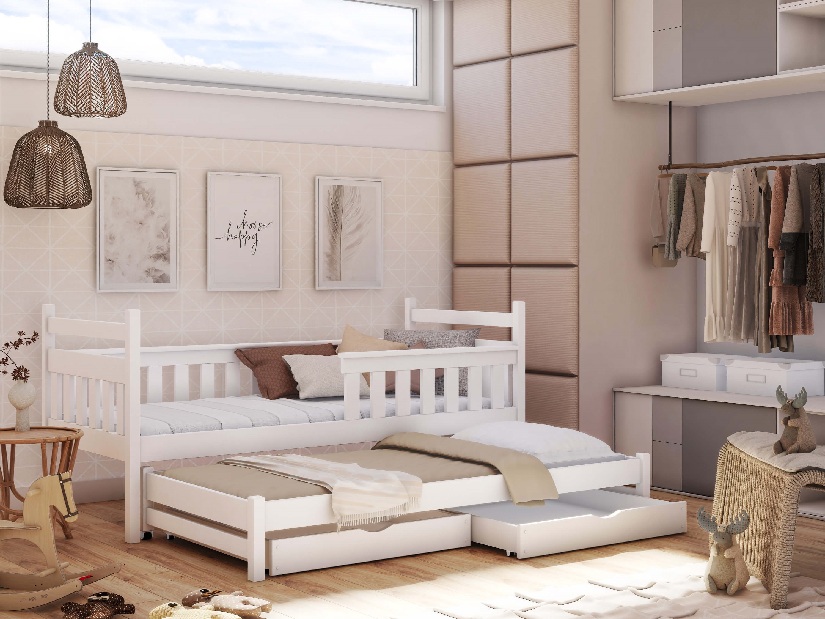Dječji krevet 90 x 200 cm DORIA (s podnicom i prostorom za odlaganje) (bijela)