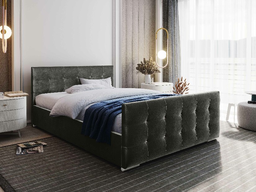 Bračni krevet 160 cm Darrin (tamnosiva) (s podnicom i prostorom za odlaganje)
