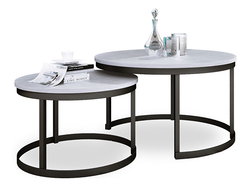 Set 2 kom. stolića za kavu Otir (crna + beton)