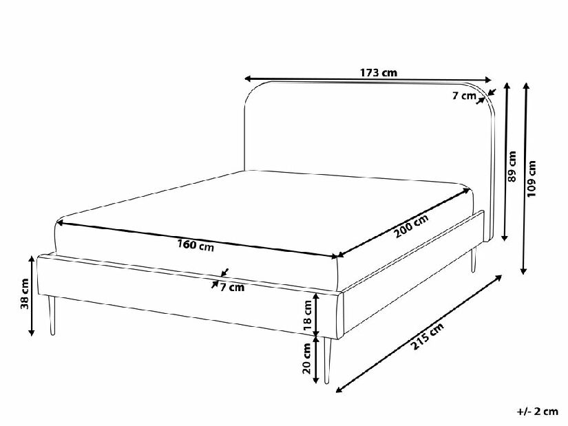 Bračni krevet 160 cm Faris (bež) (s podnicom)