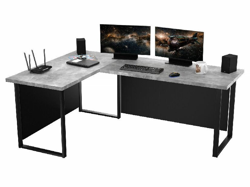 Kutni PC stol Vintid (svijetli beton)