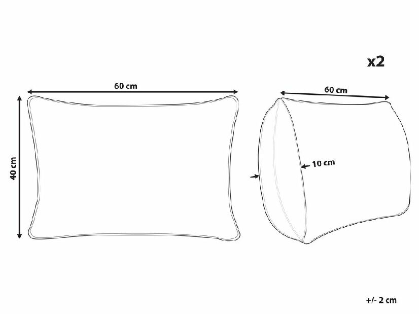 Set 2 ukrasna jastuka 40 x 60 cm Torbo (bijela)
