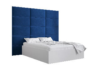 Bračni krevet s tapeciranim uzglavljem 160 cm Brittany 1 (bijela mat + plava) (s podnicom)