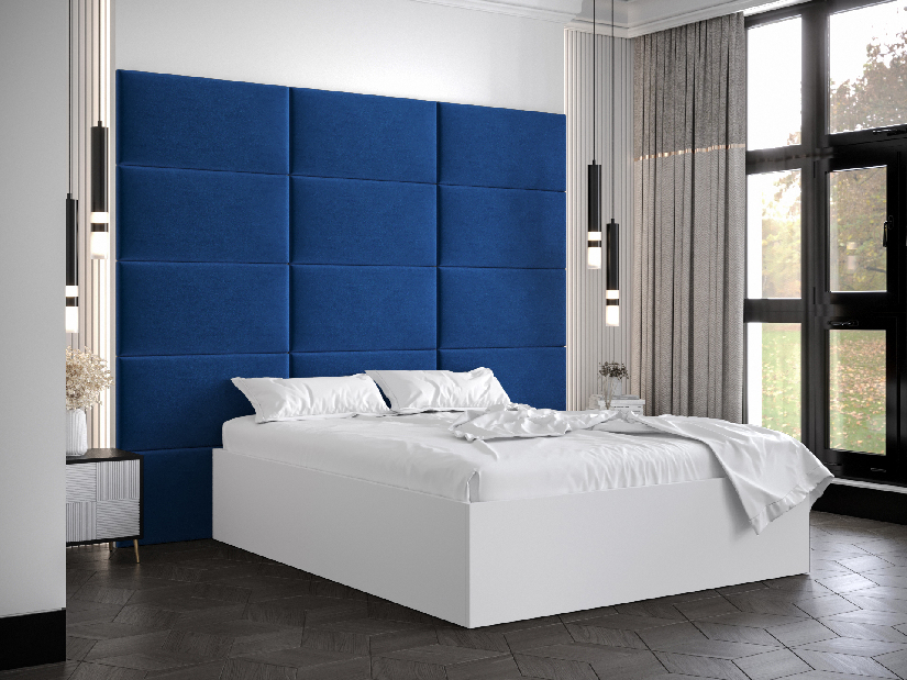 Bračni krevet s tapeciranim uzglavljem 160 cm Brittany 1 (bijela mat + plava) (s podnicom)