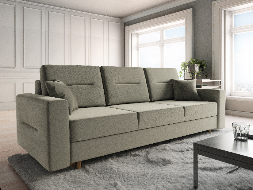 Kauč na razvlačenje Bergenia (svijetlo siva + svijetlo sivi jastuci)