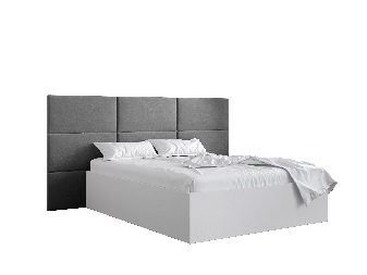 Bračni krevet s tapeciranim uzglavljem 160 cm Brittany 2 (bijela mat + siva) (s podnicom)