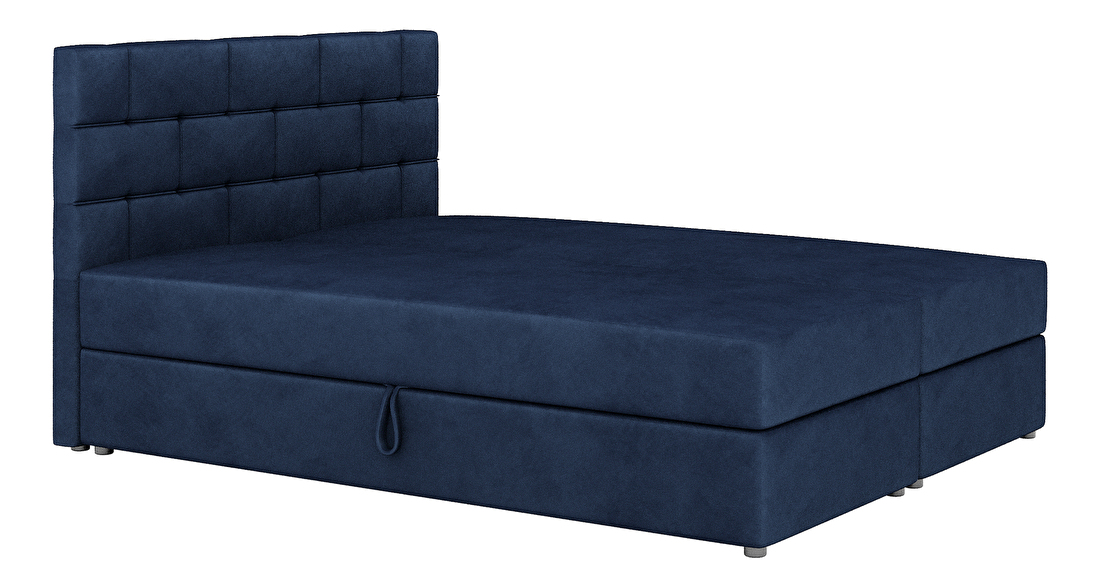 Bračni krevet Boxspring 180x200 cm Waller (tamno plava) (s podnicom a madracem)