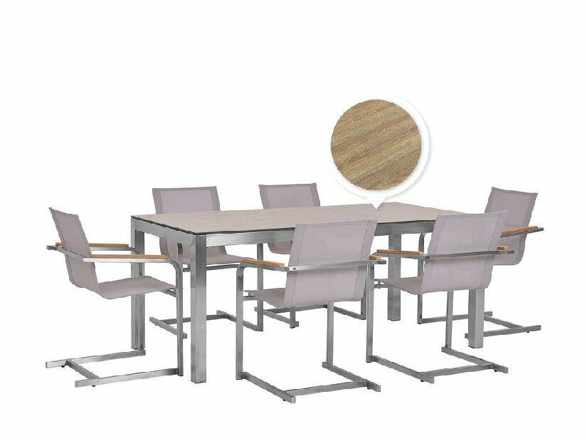 Vrtni set GROSSO/COLSO (hrast) (laminat HPL) (bež stolice) (za 6 osoba)