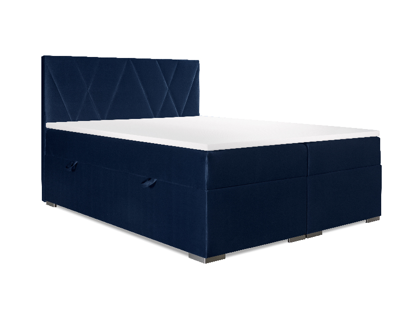 Bračni krevet Boxspring 180 cm Lanarra (tamno plava) (s prostorom za odlaganje)