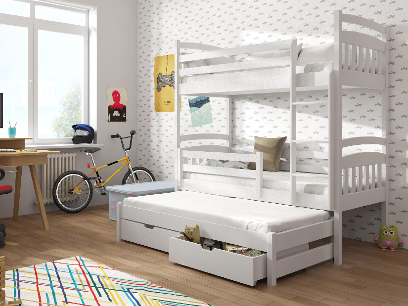 Dječji krevet 80 x 180 cm ANIE (s podnicom i prostorom za odlaganje) (bijela)