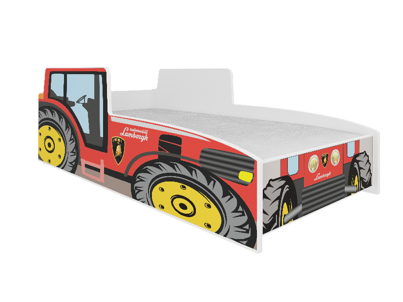 Dječji krevet 140x70 cm Traktorista (s podnicom i madracem) (crvena)