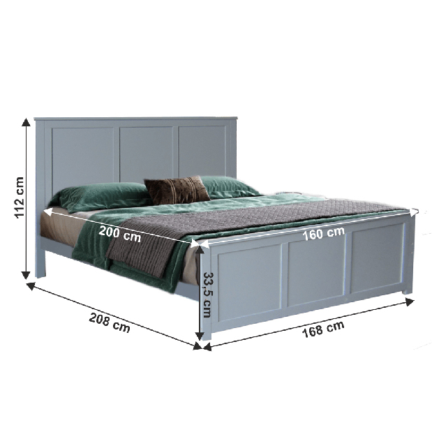 Bračni krevet 160 cm Mino (siva)