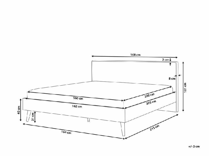 Bračni krevet 160 cm SERVI (s podnicom i LED rasvjetom) (svijetlo drvo)