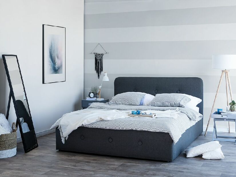 Bračni krevet 160 cm ROME (s podnicom i prostorom za odlaganje) (siva)