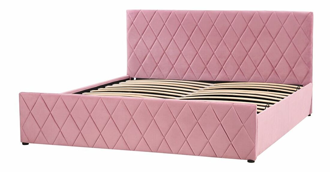 Bračni krevet 180 cm Rhett (ružičasta) (s podnicom i prostorom za odlaganje)