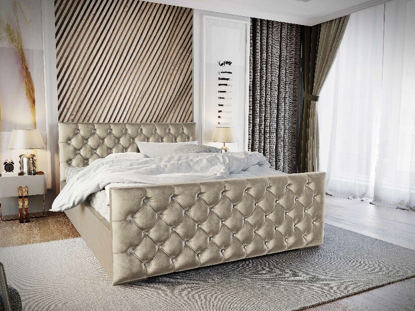 Bračni krevet 140 cm Quintin (bež) (s podnicom i prostorom za odlaganje)