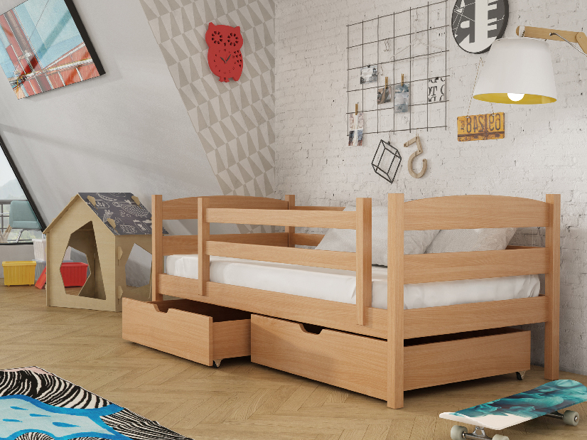 Dječji krevet 90 x 190 cm Zora (s podnicom i prostorom za odlaganje) (bukva)