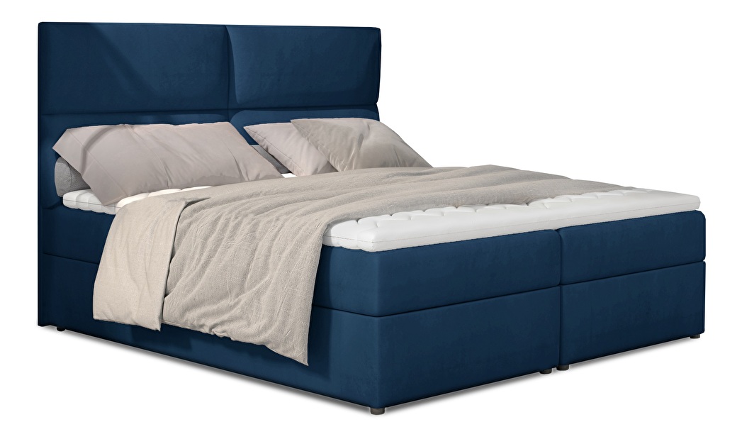 Bračni krevet Boxspring 185 cm Alyce (plava) (s madracima)