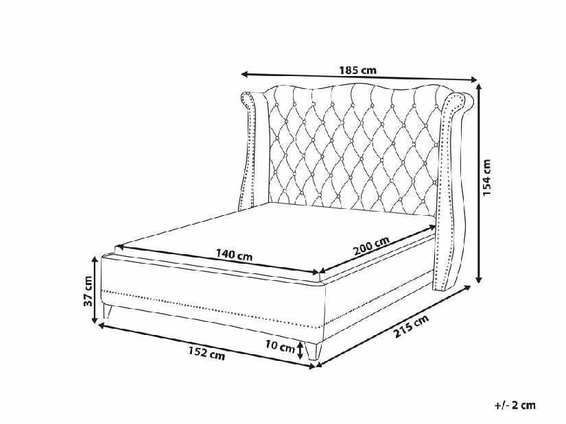 Bračni krevet 140 cm Aidan (crna) (s podnicom)