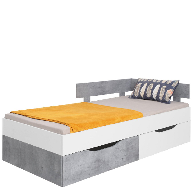 Jednostruki krevet 90 cm PR15 / PR16 L/P Mirjan Hallem (bijela + beton)
