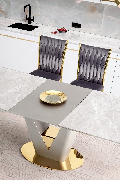 Blagovaonski stol Valencia (svijetlosiva + zlatna)