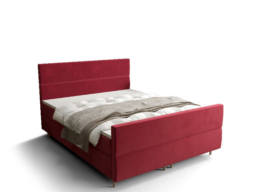 Bračni krevet Boxspring 160 cm Flu Plus Comfort (bordo) (s madracem i prostorom za odlaganje)