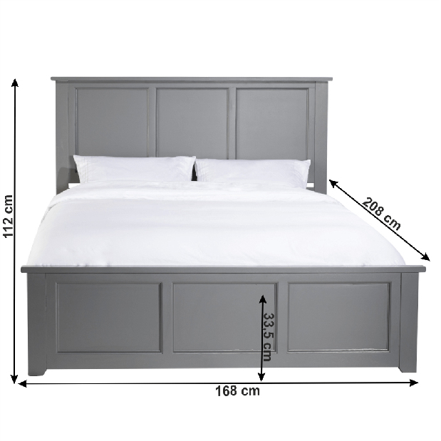 Bračni krevet 160 cm Mino (siva)