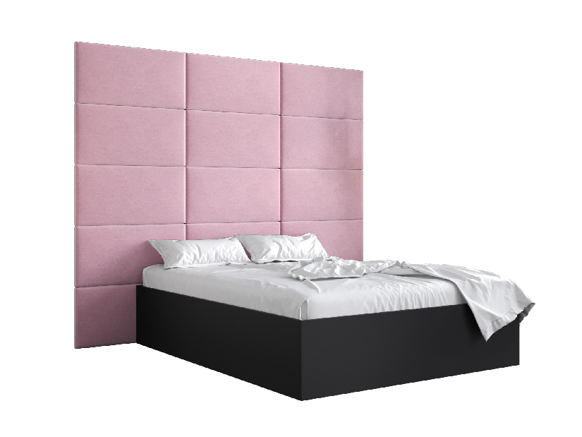 Bračni krevet s tapeciranim uzglavljem 160 cm Brittany 1 (crna mat + ružičasta) (s podnicom)