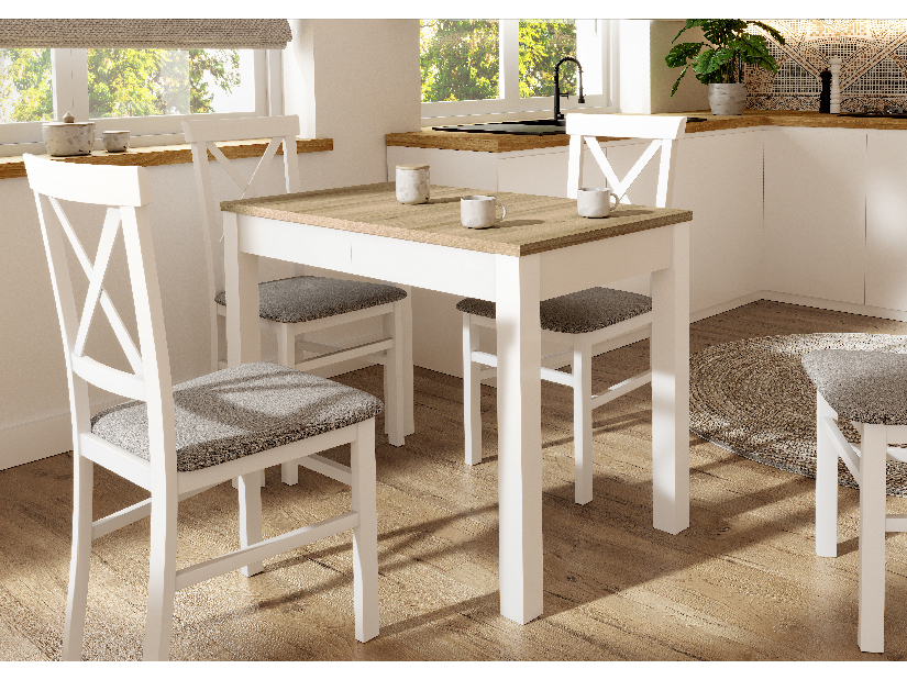 Blagovaonski stol Omega 03 (hrast riviera + bijela) (za 4 do 6 osoba)
