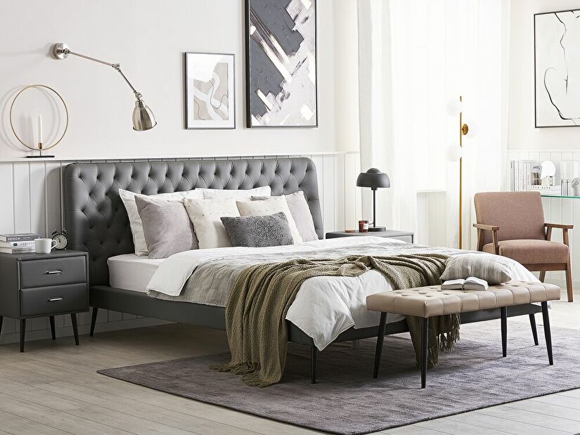 Bračni krevet 180 cm ESONNA (s podnicom) (siva)