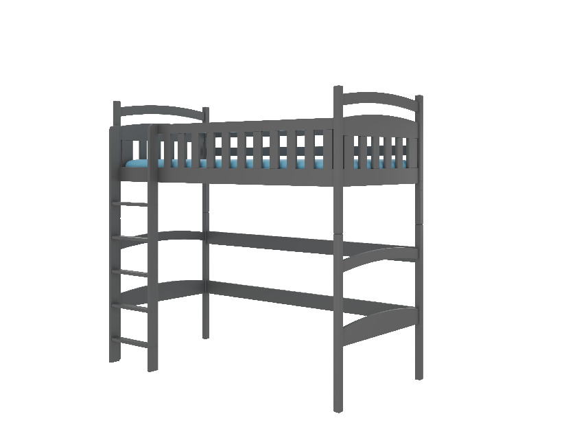 Dječji krevet na kat 200x90 cm Milo (s podnicom i madracem) (grafit)