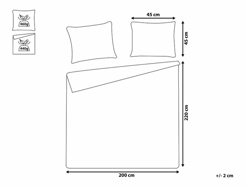 Set prekrivač za krevet + 2 jastuka 200 x 220 cm Rockdale (smeđa) 