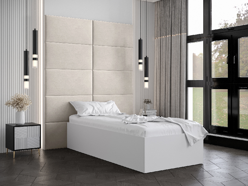 Jednostruki krevet s tapeciranim uzglavljem 90 cm Brittany 1 (bijela mat + metvica) (s podnicom)